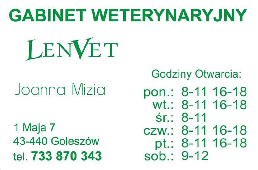 LENVET Gabinet Weterynaryjny Joanna Mizia